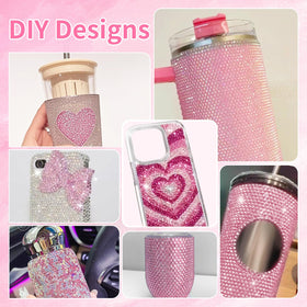 Uotey decorated tumbler with gems, enhances DIY drinkware appearance