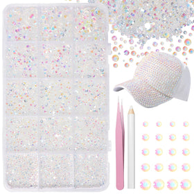 Uotey front box packed with 15-grid rhinestones showing neat organization and value