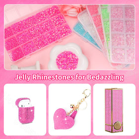 Uotey rhinestones applied to nail art demonstrating precise placement and glam effect