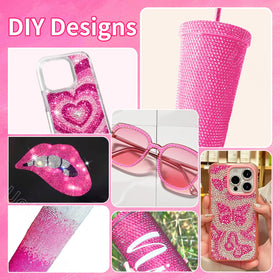 Uotey hot-pink gems decorating stainless tumbler for a durable, eye-catching finish