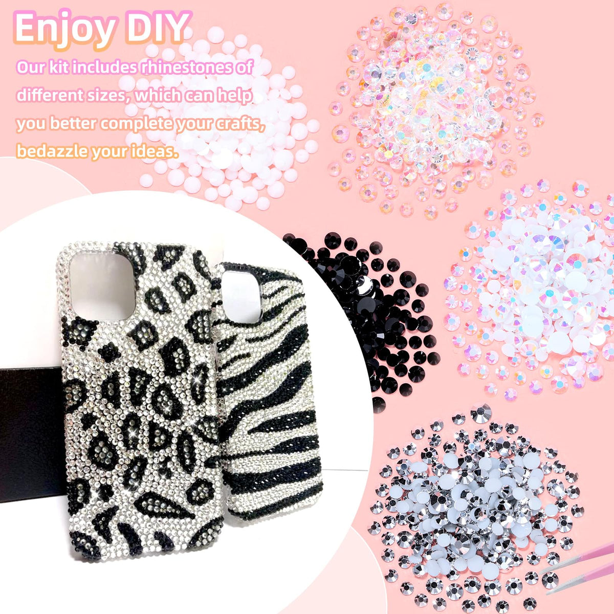 Uotey rhinestones applied on nails adding durable shimmering detail
