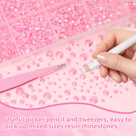 Uotey tweezers and pickup pen with gems, enables precise placement