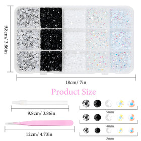 Uotey size comparison of 3mm 4mm 5mm rhinestones for design planning