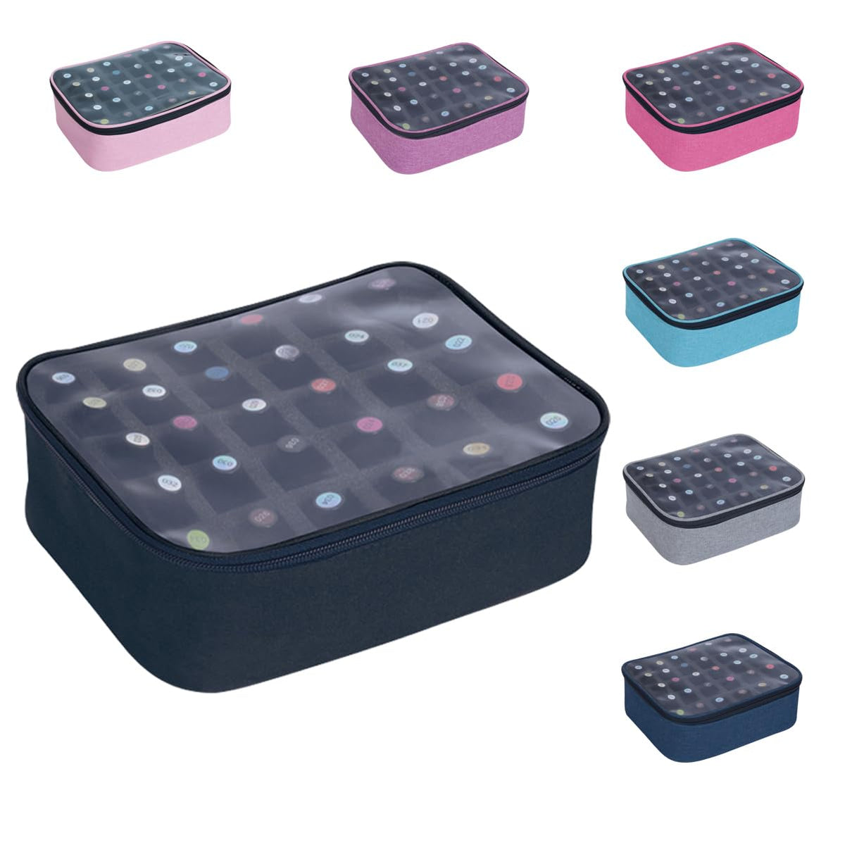 UOZL front view with clear top showing organized bottles and quick selection benefit