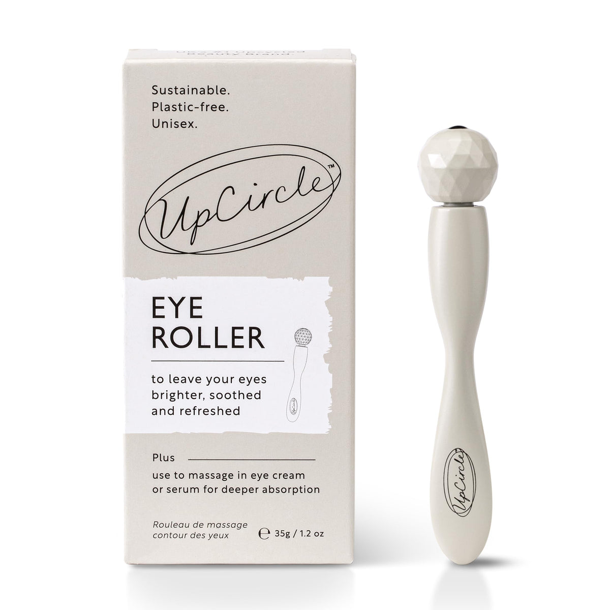 UpCircle eye roller front view showing sustainable design and easy use