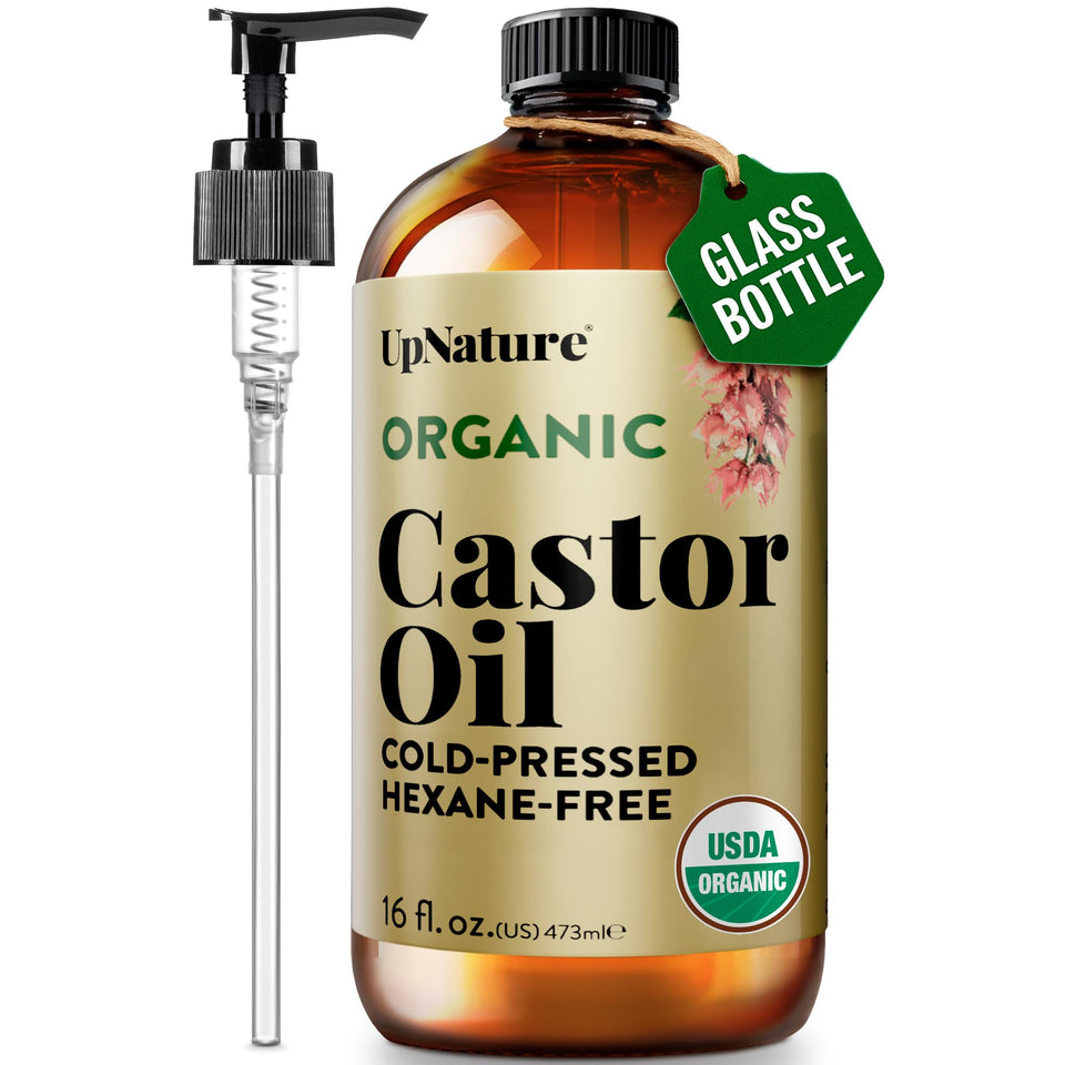 UpNature front glass bottle showing label and volume benefits