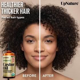 UpNature castor oil texture poured drops showing rich consistency