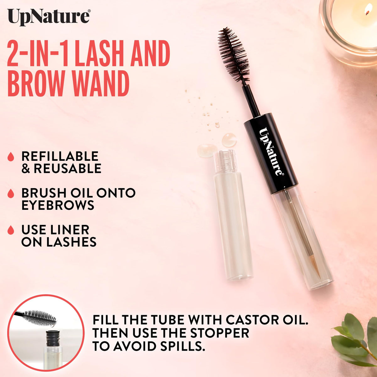 UpNature clear castor oil drop demonstrating smooth texture and deep hydration