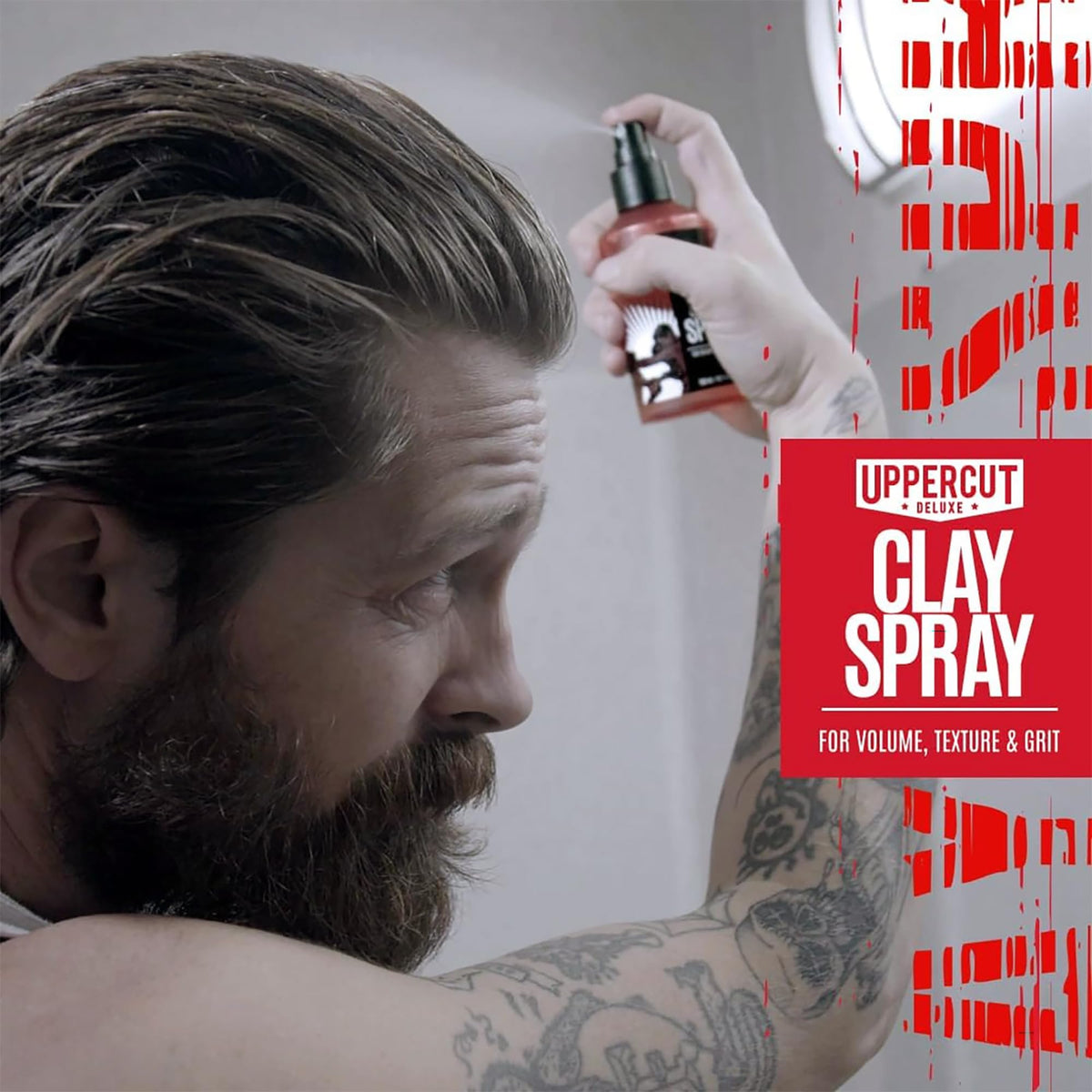 UPPERCUT DELUXE being sprayed into hand to demonstrate controlled, targeted use benefit