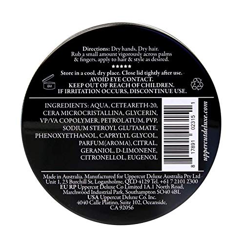 UPPERCUT DELUXE open jar showing paste texture and easy-to-work consistency benefit
