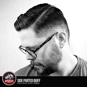 UPPERCUT DELUXE label close-up showing ingredients and classic barber design