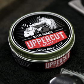 UPPERCUT DELUXE label detail showing ingredients and water-based rinseability