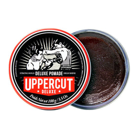 UPPERCUT DELUXE tin beside ruler for scale showing generous 300g size benefit