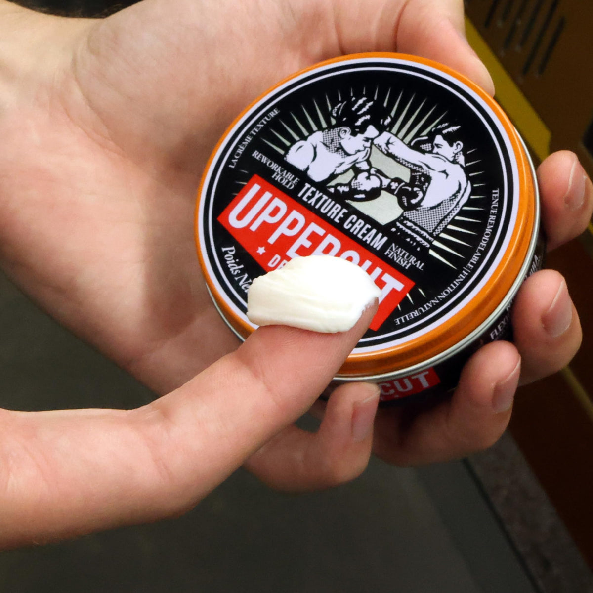 UPPERCUT DELUXE product on shelf highlighting packaging and daily grooming convenience