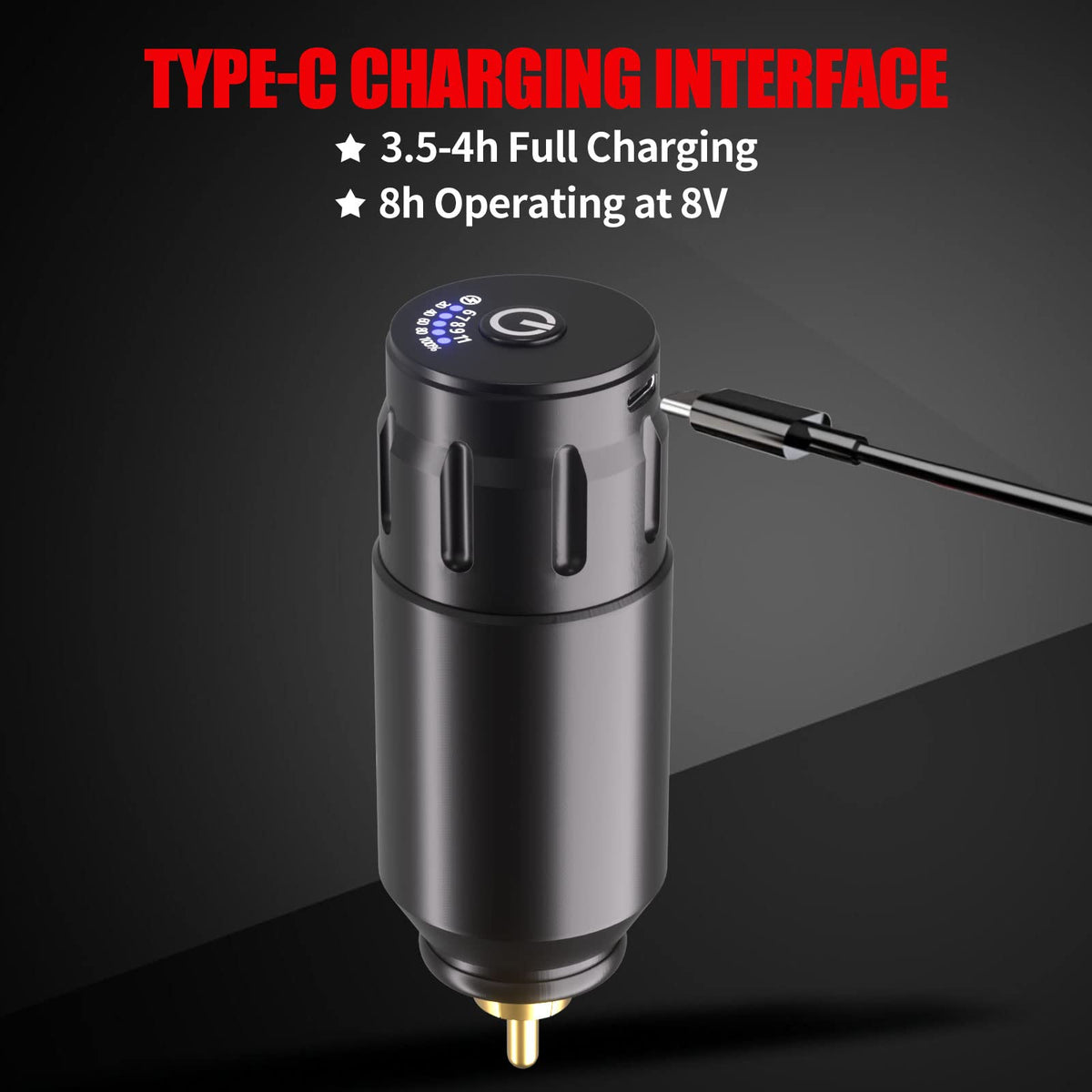 UPTATSUPPLY POSEIDON battery and TYPE-C cable showing long runtime and fast charging