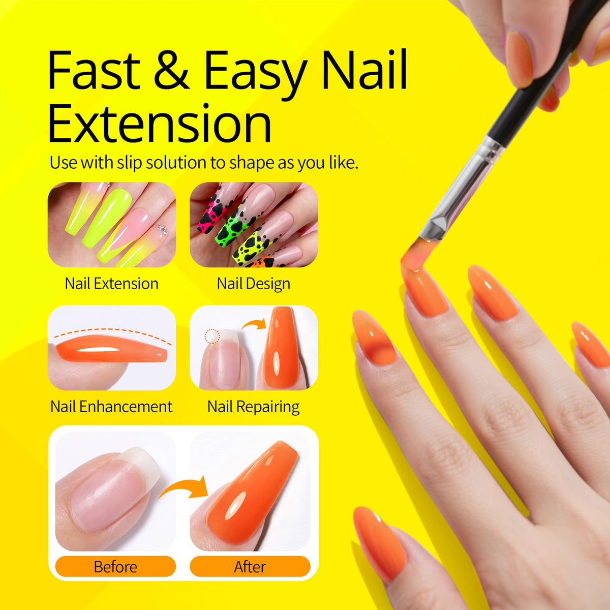 UR SUGAR finished cured neon nails in a lifestyle shot showcasing long-lasting bright wear