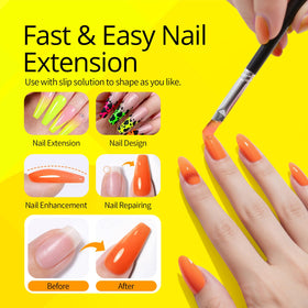 UR SUGAR finished cured neon nails in a lifestyle shot showcasing long-lasting bright wear
