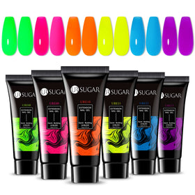 UR SUGAR front packaging showing six neon poly gel pots and neat gift box benefit ready gifting