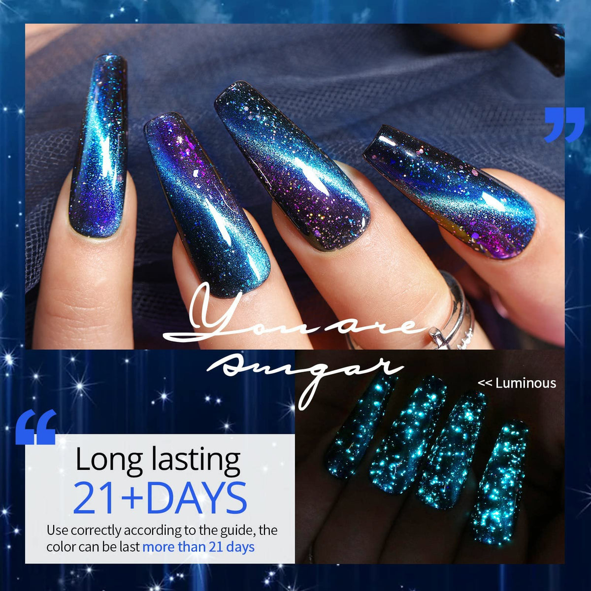 UR SUGAR purple magnetic gel swipe showing cat-eye shimmer and depth