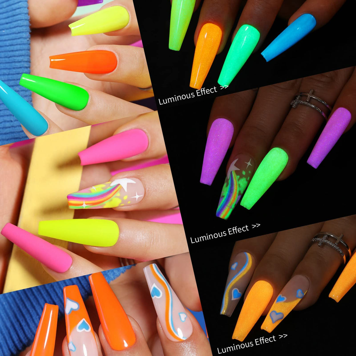 UR SUGAR six bottles aligned displaying vivid neon shades
