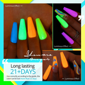 UR SUGAR yellow polish glowing under black light for visibility