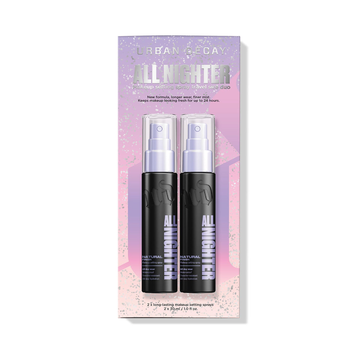 Urban Decay mini setting spray front packaging shows compact travel-friendly design