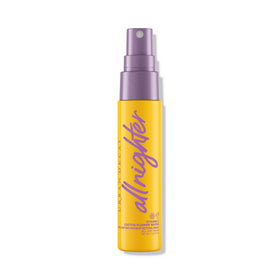 Urban Decay travel-size bottle front view showing compact design and long-wear benefit