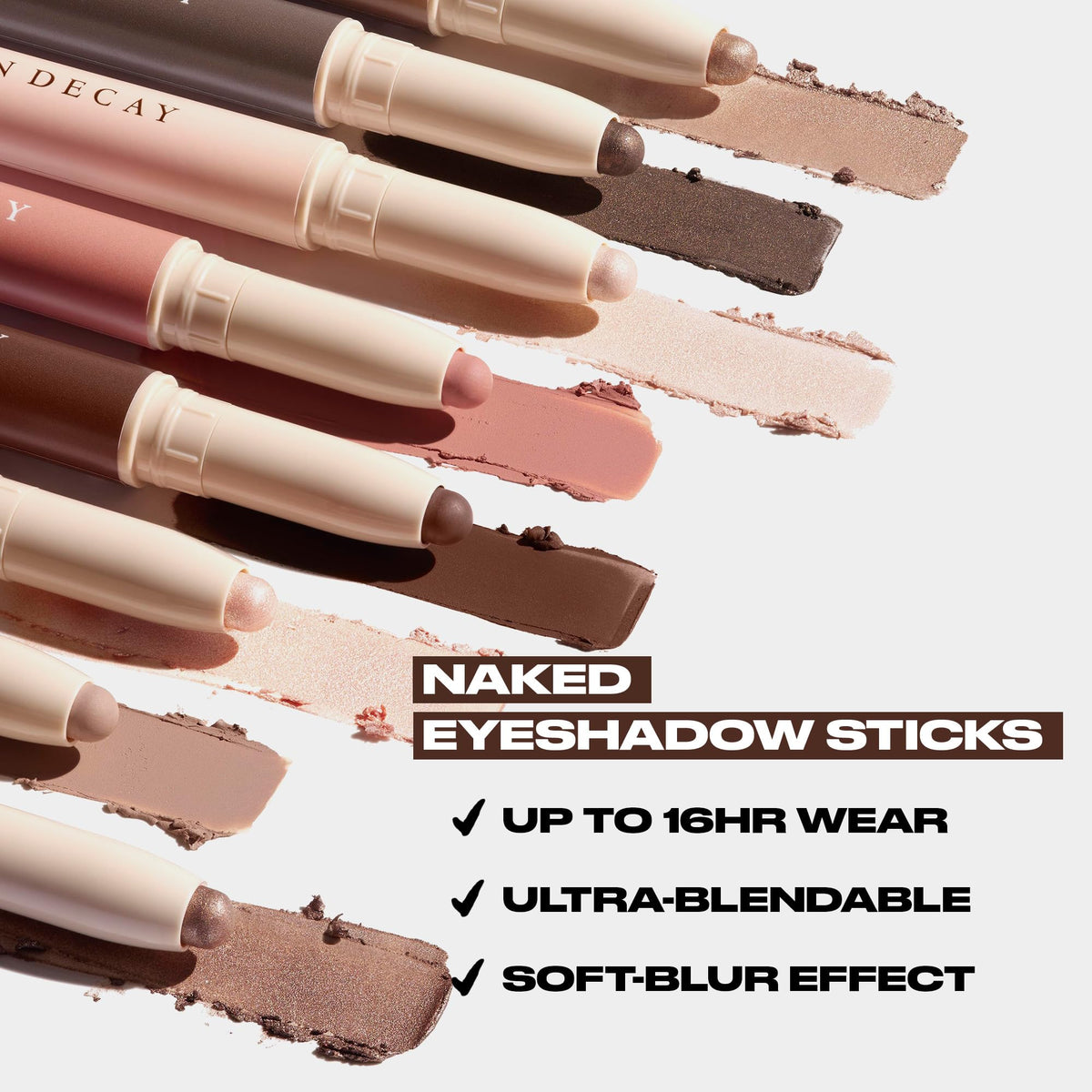 Urban Decay application on eyelid demonstrating quick one-swipe color payoff