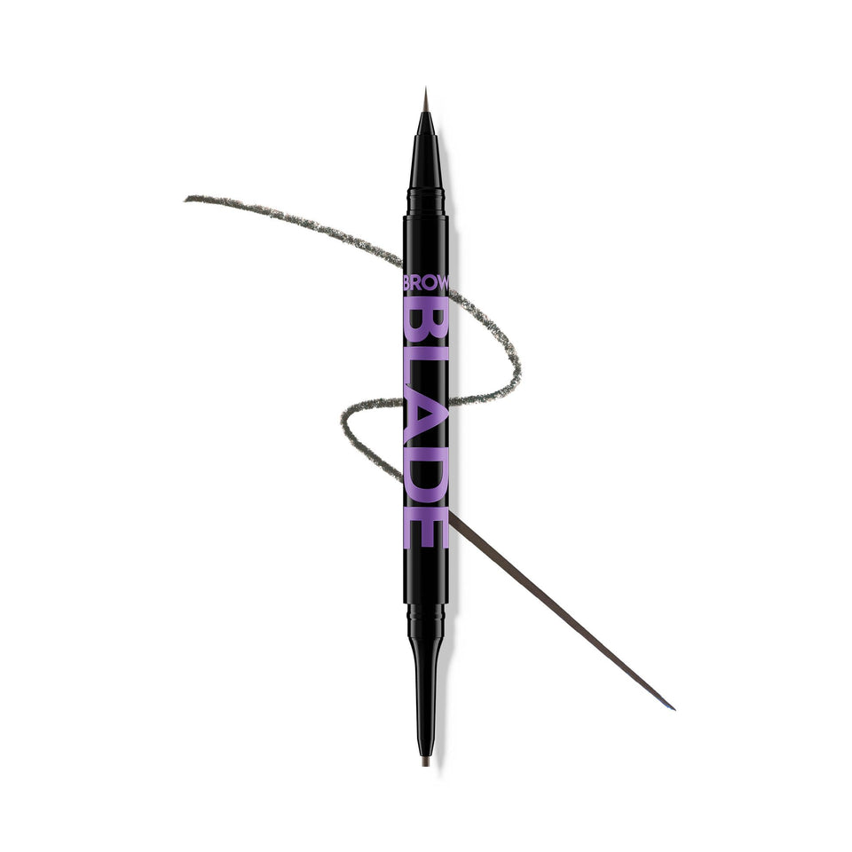 Urban Decay Brow Blade front packaging showing shade Blackout and benefits