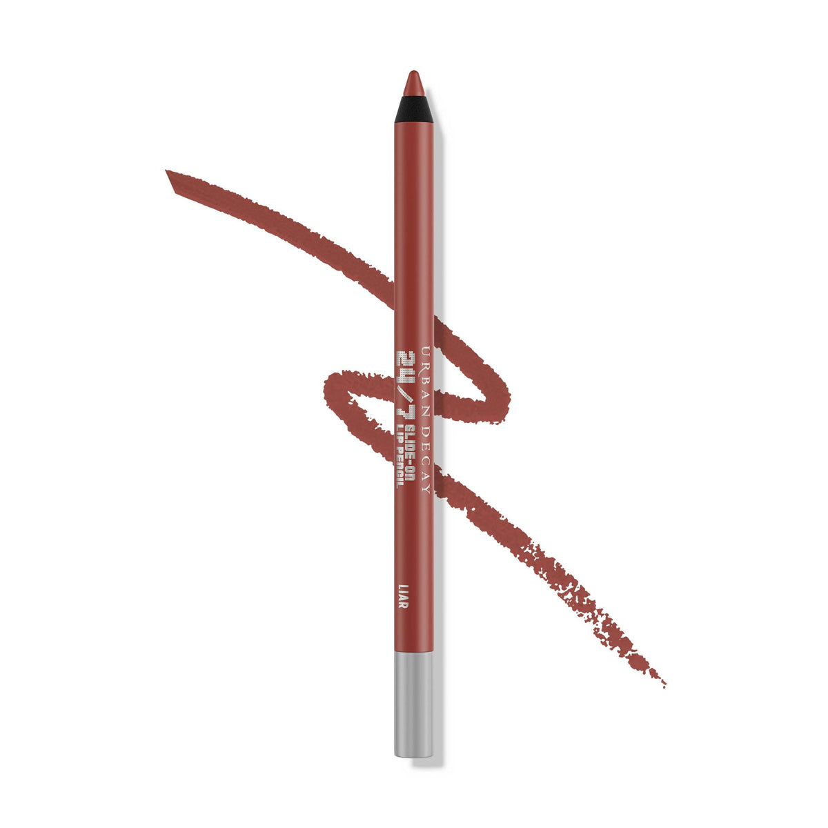 URBAN DECAY front packaging showing Liar mauve-nude, clear benefit of rich color
