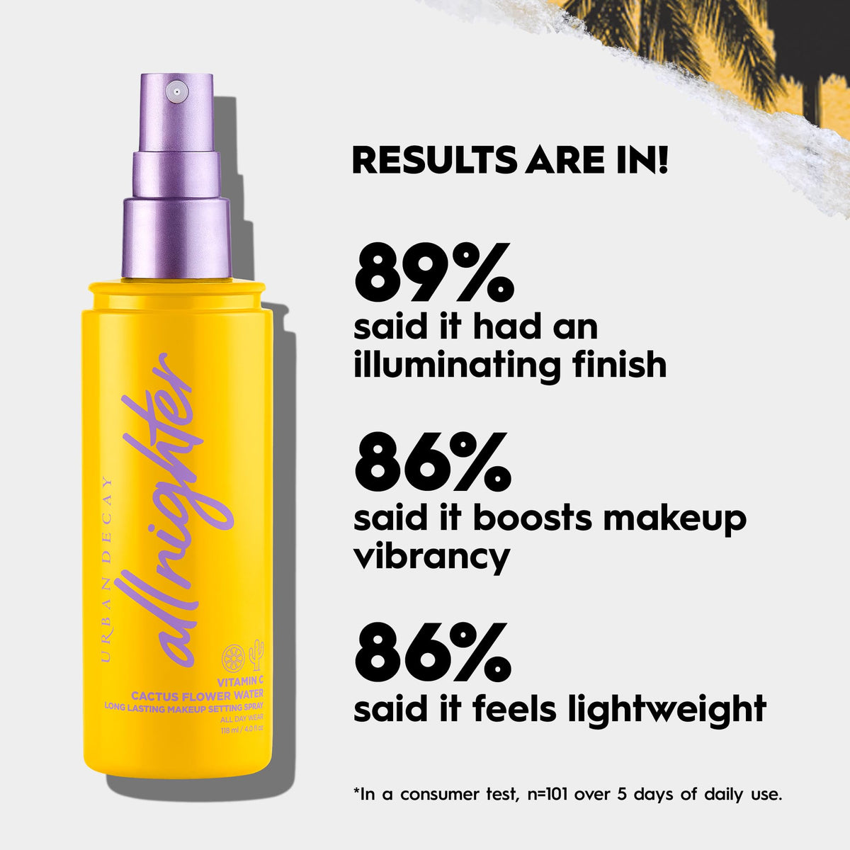 Urban Decay mist being applied on model to lock makeup and reduce transfer