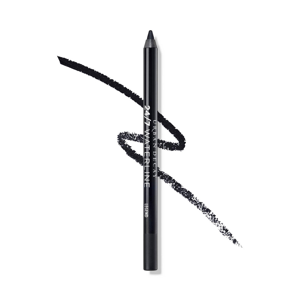Urban Decay Legend pencil front view showing sleek black finish and branding for precise definition