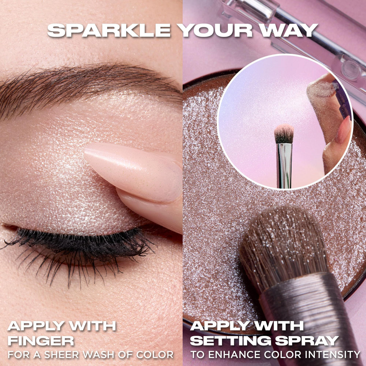 Urban Decay Moondust placed among makeup products illustrating easy layering and versatile use