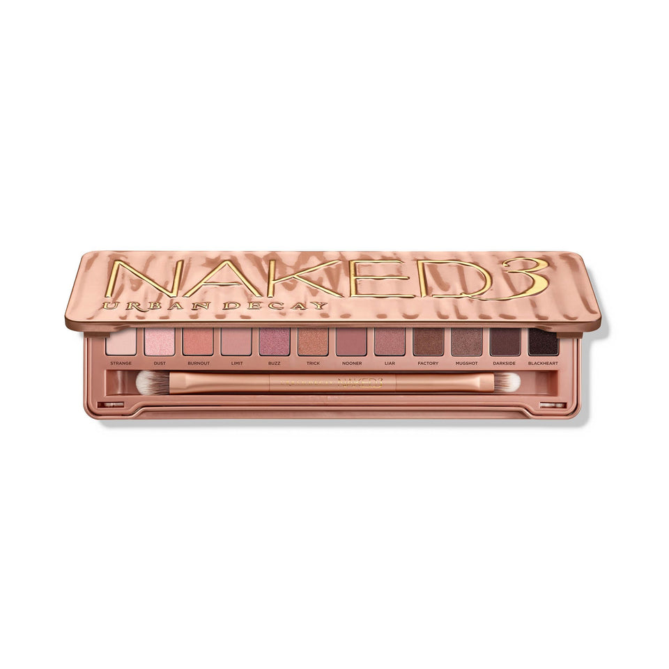 URBAN DECAY palette front open showing twelve mauve pink shades and compact mirror, versatile looks