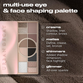 Urban Decay palette held in hand to show compact size and travel-friendly convenience