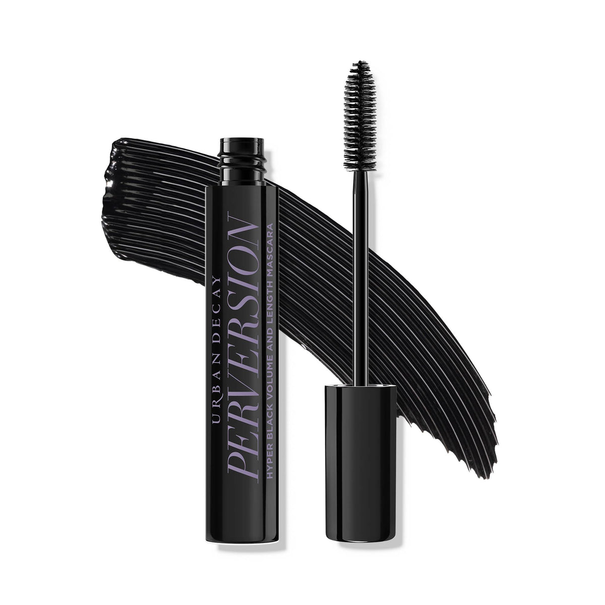 Urban Decay Perversion front packaging showing sleek tube and bold branding benefits portability