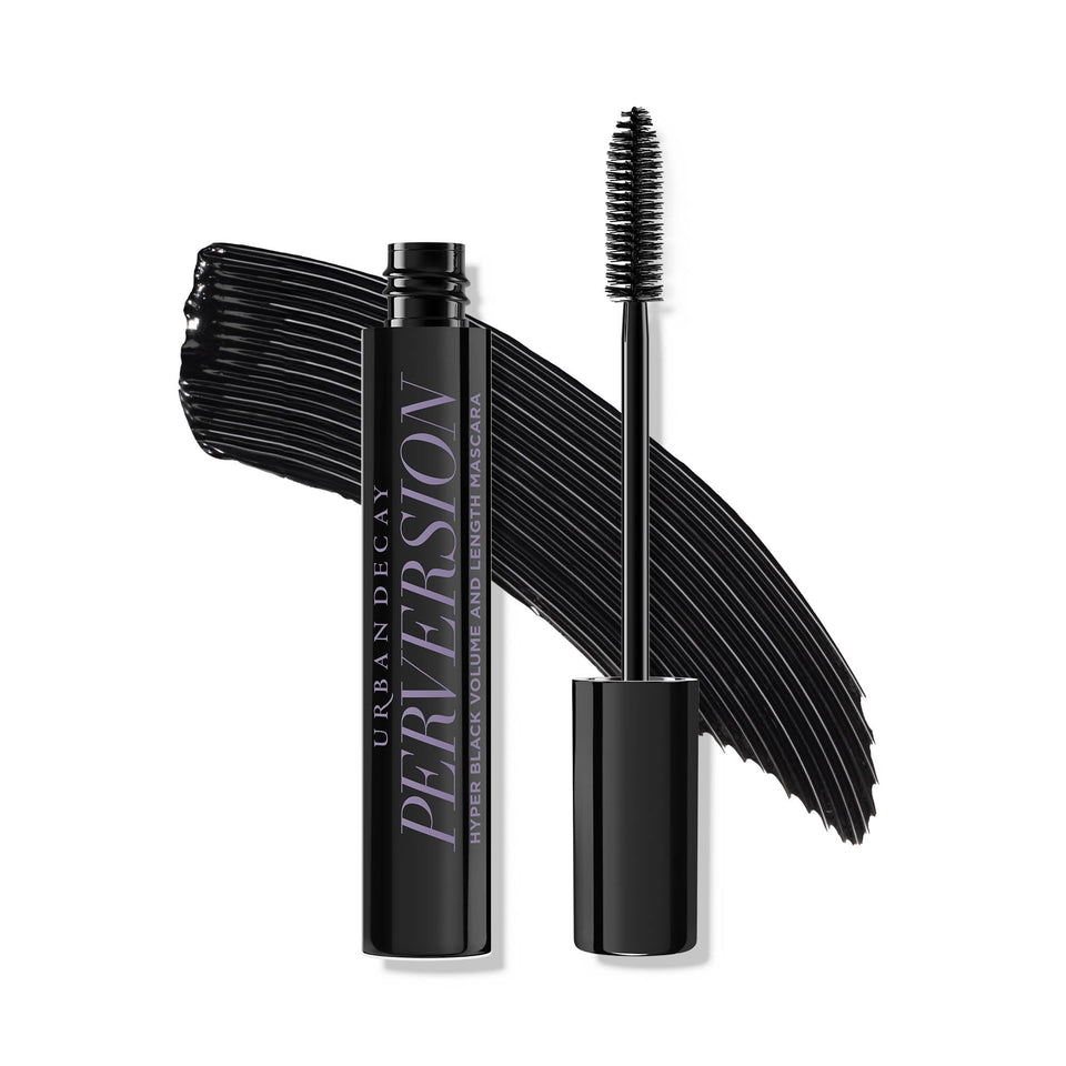 Urban Decay Perversion front packaging showing sleek tube and bold branding benefits portability