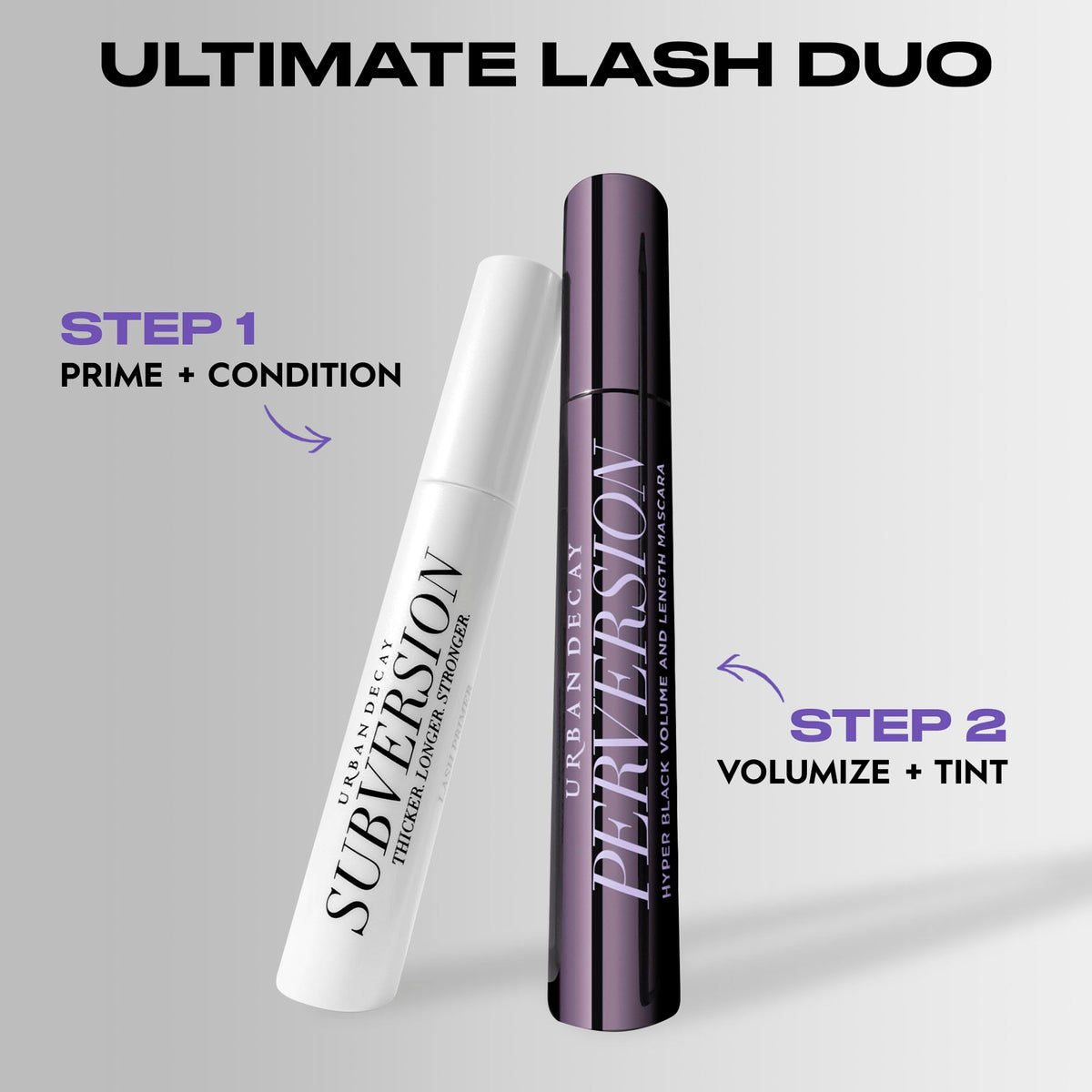 Urban Decay size comparison beside eyeliner to show portable 0.34 fl oz capacity for travel convenience