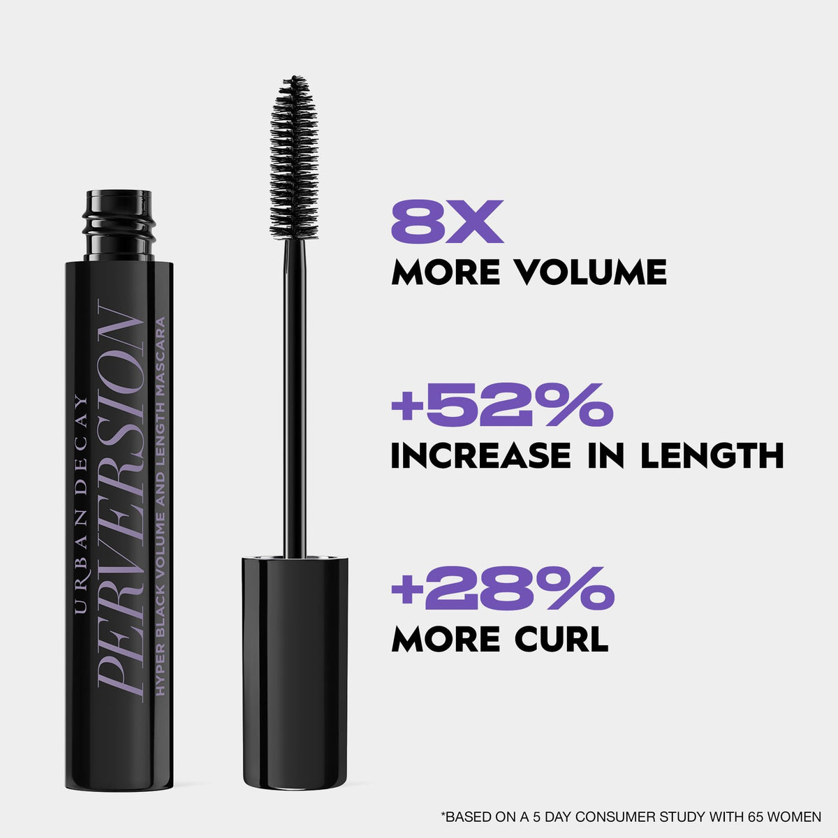Urban Decay swab of mascara on skin displaying rich ultra-black pigment payoff