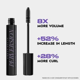 Urban Decay swab of mascara on skin displaying rich ultra-black pigment payoff