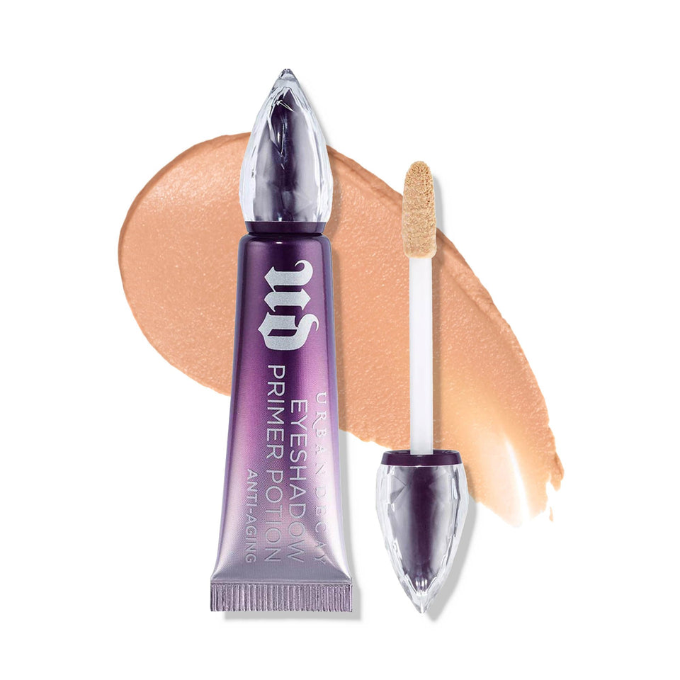 Urban Decay front packaging of mini primer shows compact travel-friendly option and benefit