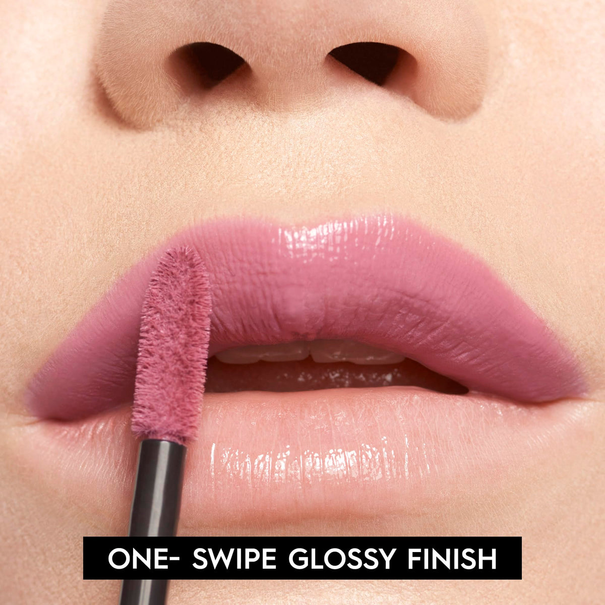 Urban Decay lips wearing product closeup showing longwear glossy effect