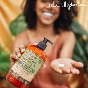 Urban Hydration ingredients display with ginger and aloe highlighting soothing