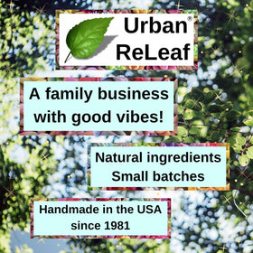 Urban ReLeaf closed packaging showing compact tub and travel-friendly benefit