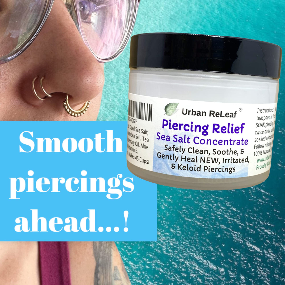 Urban ReLeaf soaking bowl setup demonstrating calm, clean piercing care