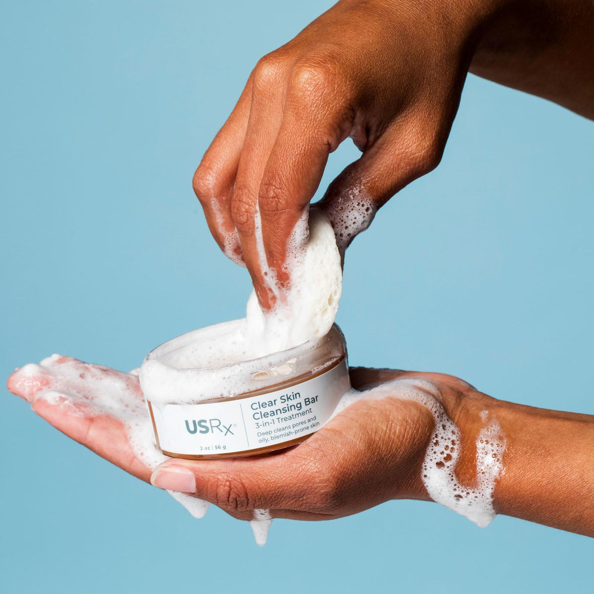 Urban Skin Rx bar beside eucalyptus leaf highlighting refreshing scent