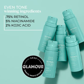 Urban Skin Rx ingredient label detail highlighting retinol and kojic acid benefits