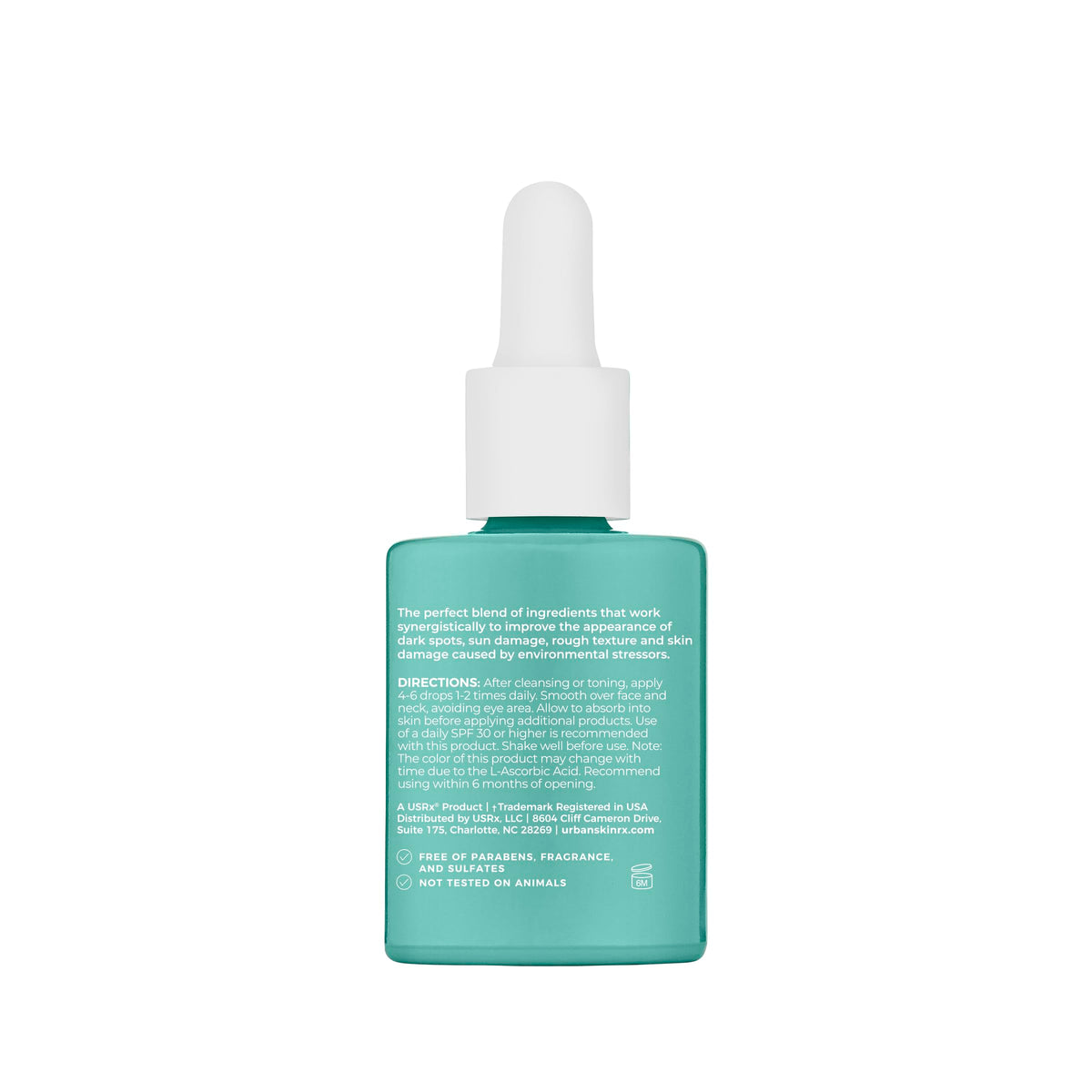 Urban Skin Rx bottle on bathroom counter for everyday routine convenience