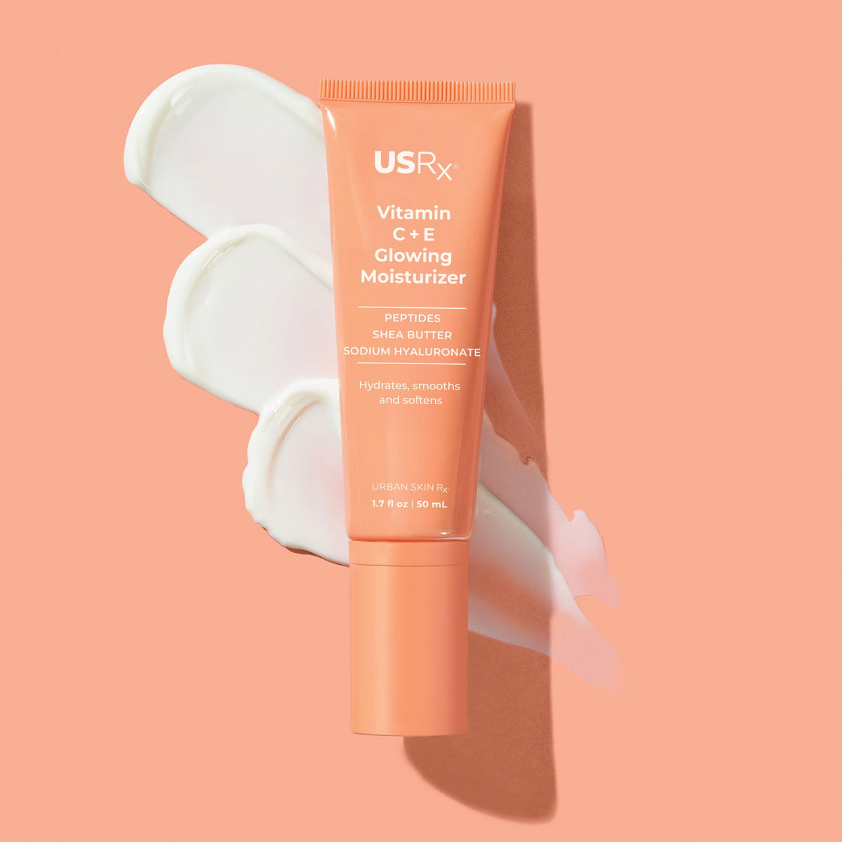 Urban Skin Rx cream texture close-up showing silky consistency and hydrating finish