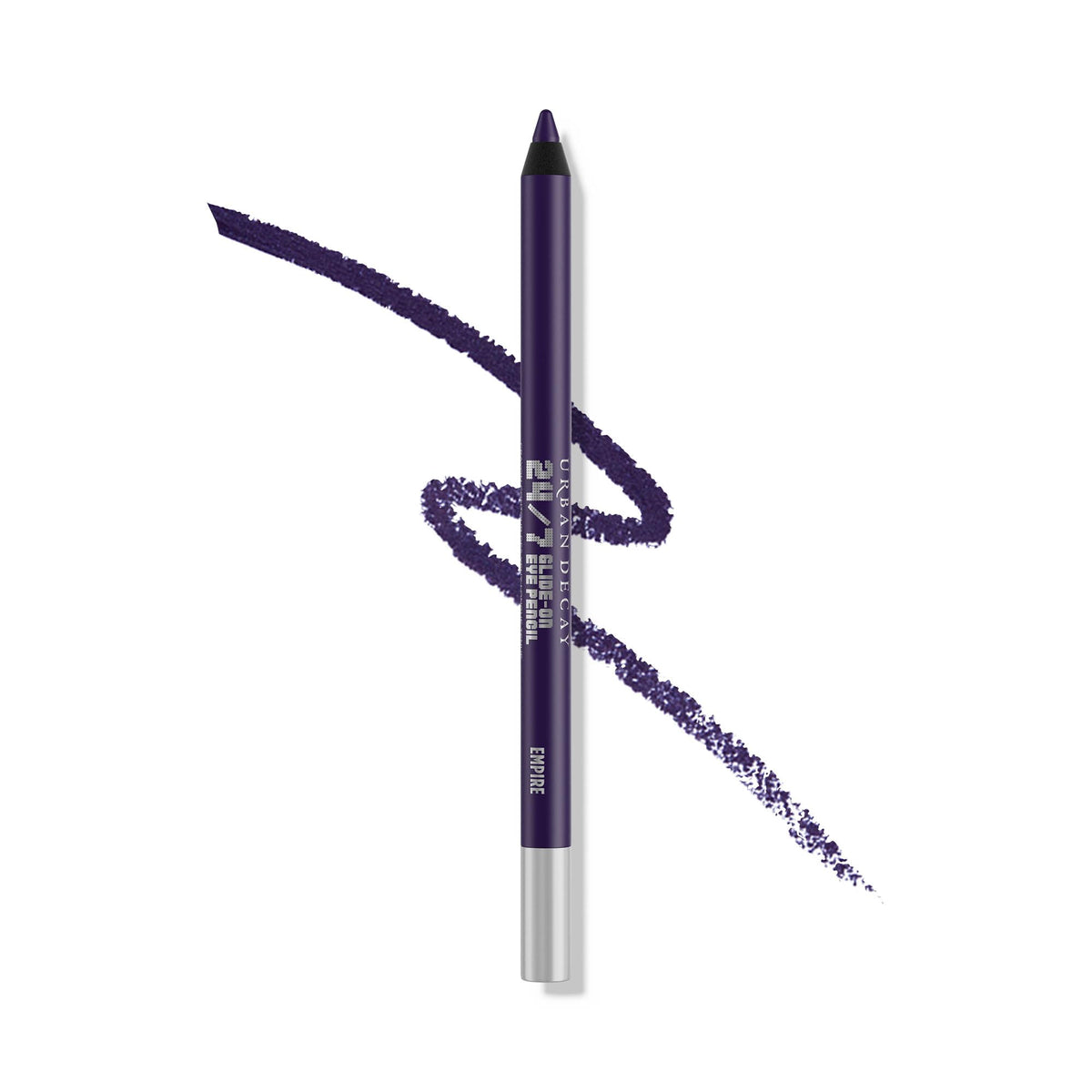 URBAN DECAY Empire eyeliner pencil front view showing matte purple finish and branding benefit precise color